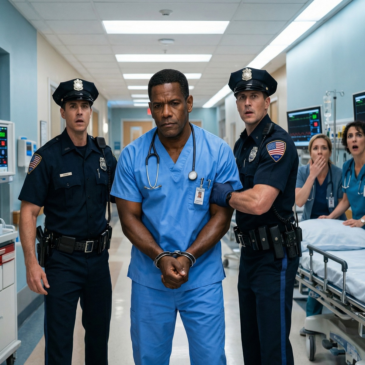 „A rendőrség megbilincselt egy szívsebészt egy Kék Kódú beavatkozás során; négy perccel később a beteg kiléte felforgatta az egész kórházat.”…