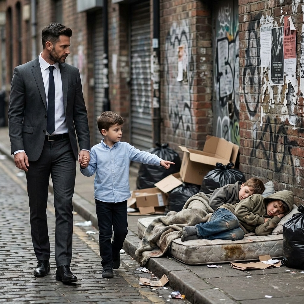 „APA, AZ A KÉT GYEREK, AKI ALUSZIK A SZEMÉTBEN, ÚGY NÉZ KI, ÚGY, ÚGY, HOGY ÉN!” – KIÁLTOTT A KISFIÚ A MILLIÓSRA.