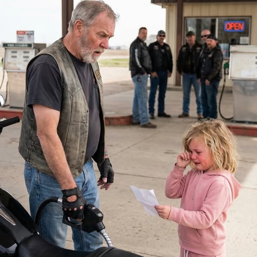 Egy idősebb motoros megállt tankolni egy csendes reggelen, nem sejtve, hogy egy hatéves zsírkréta cetlije egy olyan pillanatba fogja elrántani, amely örökre megváltoztatja az életét.
