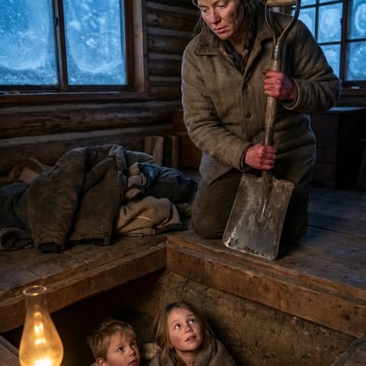 „A kabin alatt ásott, hogy megmentse gyermekeit a hidegtől… és a legrosszabb vihar ezt a titkot az egyetlen menedékévé változtatta.”