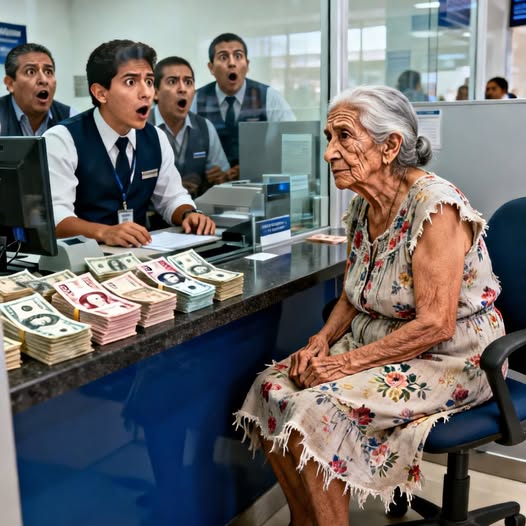 Gúnyolódtak az idős asszonyon, aki egy nejlonzacskóval lépett be a bankba… míg a képernyőn látható szám le nem törölte az arcukról a mosolyt.