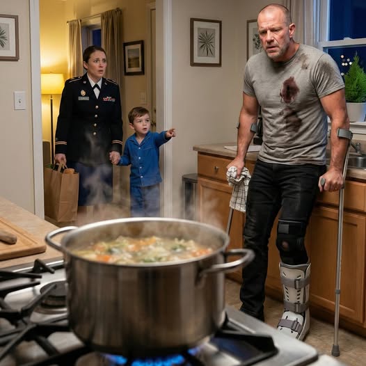 Egy éjszakára befogadtam egy hajléktalan férfit lábmerevítővel, mert a fiam nem tudta levenni róla a tekintetét a hidegben. Másnap reggel elindultam dolgozni, arra számítva, hogy estére elmegy. Amikor kimerülten visszaértem, a lakásom már nem nézett ki ugyanúgy – tiszta konyhapult, szemét kint, ajtó megjavítva, étel rotyogott a tűzhelyen.