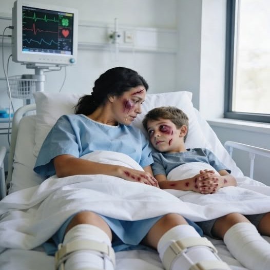 Miután egy ittas sofőr belém és a fiamba ütközött, üzenetet küldtem a családomnak a sürgősségről… Látták, csendben maradtak, és ehelyett vidám villásreggeli fotókat posztoltak…