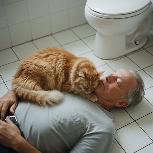 Hat óra fekvés összetörve a fagyos fürdőszoba padlóján.  Miközben a gyerekeim üzeneteket küldözgettek, hogy miért nem tudnak átjönni, a macskám volt az, aki felvonított a folyosón, és megmentette az életemet.