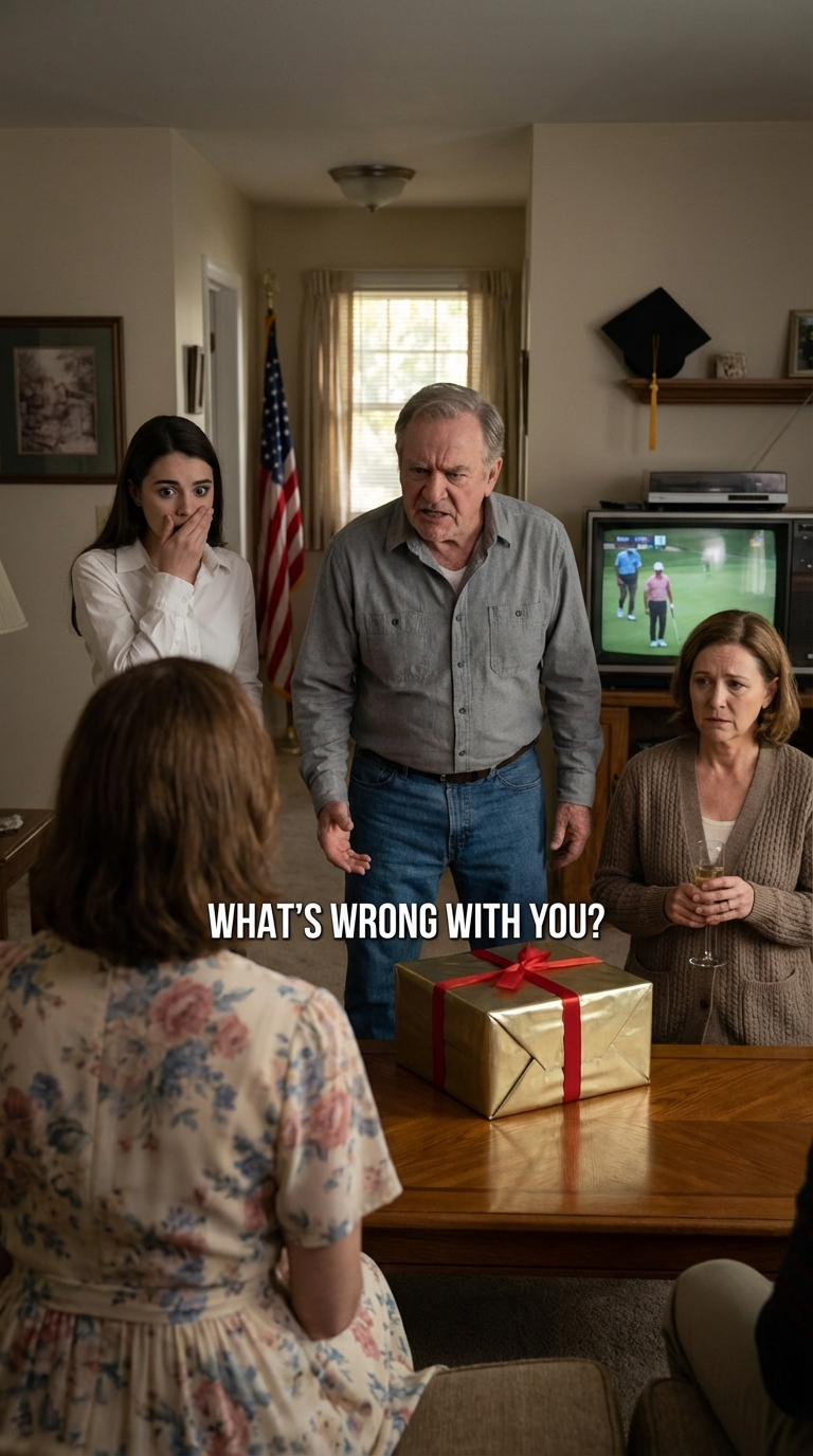 Szüleim 40. házassági évfordulójára 4800 kilométert repültem egy aranypapírba csomagolt ajándékkal. Mielőtt leültem volna, anya azt mondta: „Nem hívtunk meg téged. A húgod tervezte ezt.” Apa lelökte az ajándékomat az asztalról: „Nem akarunk tőled semmi olcsó dolgot.” Felvettem és elmentem. Amikor megtudták, mi van benne, 14 órát autóztak egyenesen a bejárati ajtómhoz.