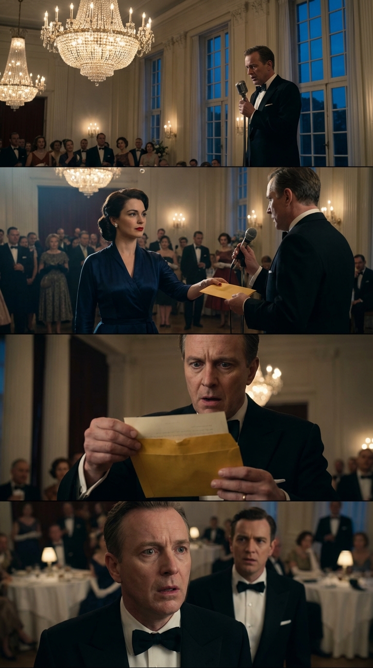 Azt mondta egy befektetőkkel teli bálteremnek: „Eleanor úgy döntött, hogy visszalép”, és megvárta, míg megszólalok – de amikor elvettem a mikrofont, átnyújtottam neki egy vastag borítékot, és azt mondtam: „Emlékszik a tizenkettedik cikkelyre”, az egész éjjel viselt mosoly végre eltűnt, mert a felesége, akit három évig csendben törölgetett, szilveszterkor vetett véget az előadásnak.