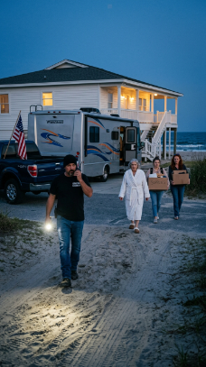 Éppen a tengerparti házamban pihentem, amikor hajnali 5-kor megszólalt a biztonsági riasztó, és az őr közölte, hogy a menyem megérkezett a költöztetőkkel, azt állítva, hogy övé a ház, ezért nyugodtan megmondtam neki, hogy engedje be – mert hamarosan meglepetésben lesz része. – Hírek