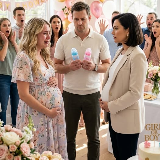 A babaváró bulimon bejött egy terhes nő, és „Drágámnak” szólította a férjemet. Ledermedtem. Azt mondta: „Én vagyok a felesége.” Mindenki elhitte neki, amíg fel nem tettem egy egyszerű kérdést. Teljesen elsápadt…