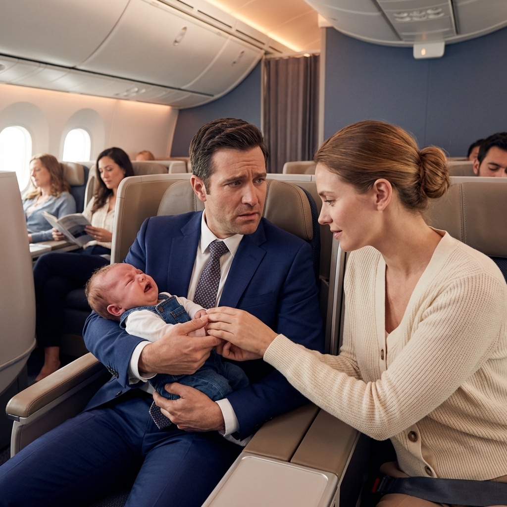 Aveva tutti i soldi del mondo, ma non riusciva a calmare il suo bambino. Quando la più umile passeggera dell’aereo si avvicinò, lui esitò… non sapendo che lei gli avrebbe dato una lezione che avrebbe cambiato la sua vita per sempre. ❤️✈️